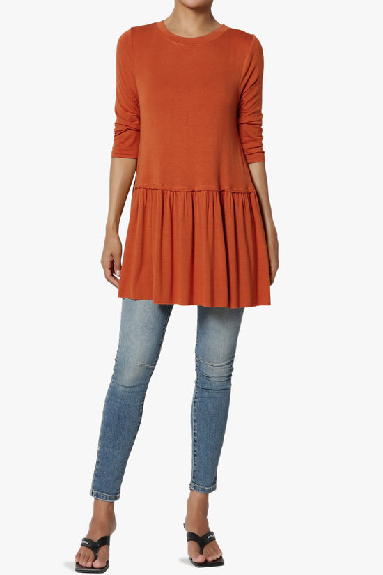 Tofino 3/4 Sleeve Pleated Peplum Top