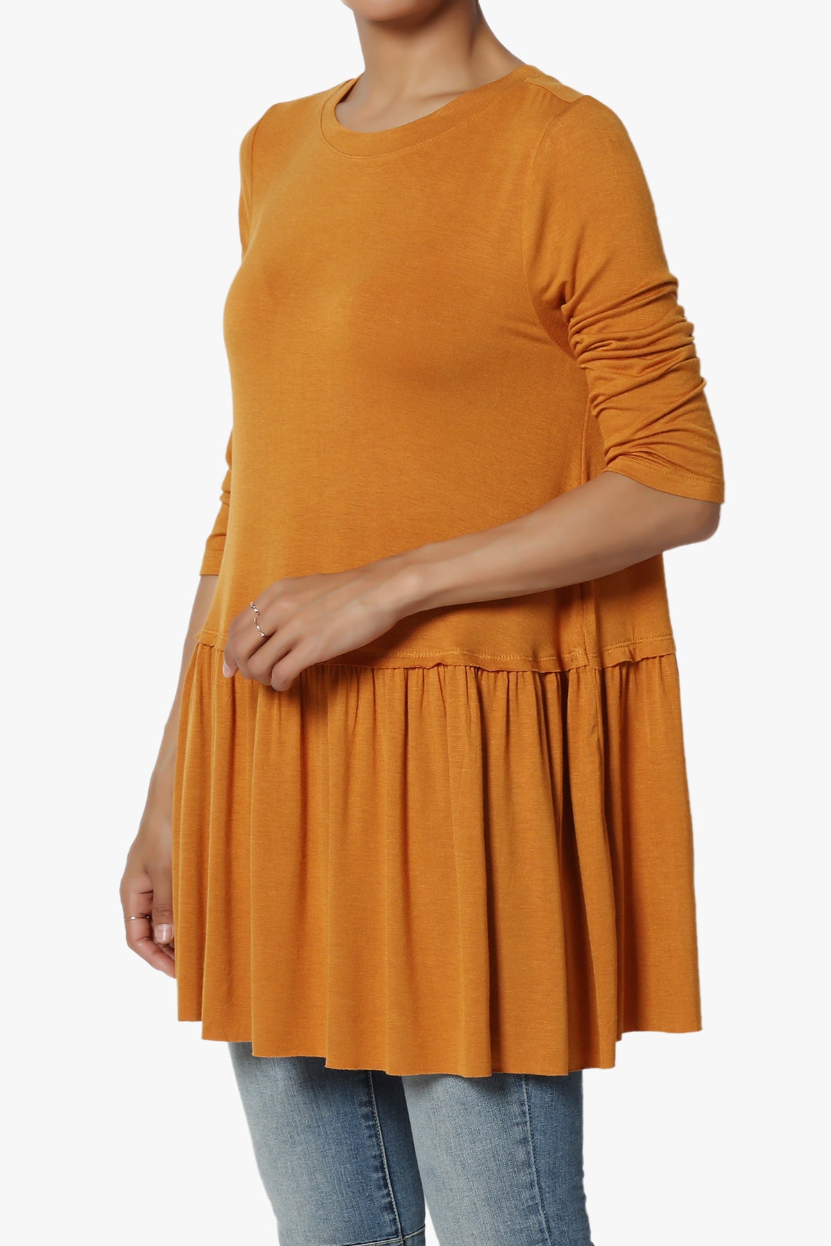 Tofino 3/4 Sleeve Pleated Peplum Top