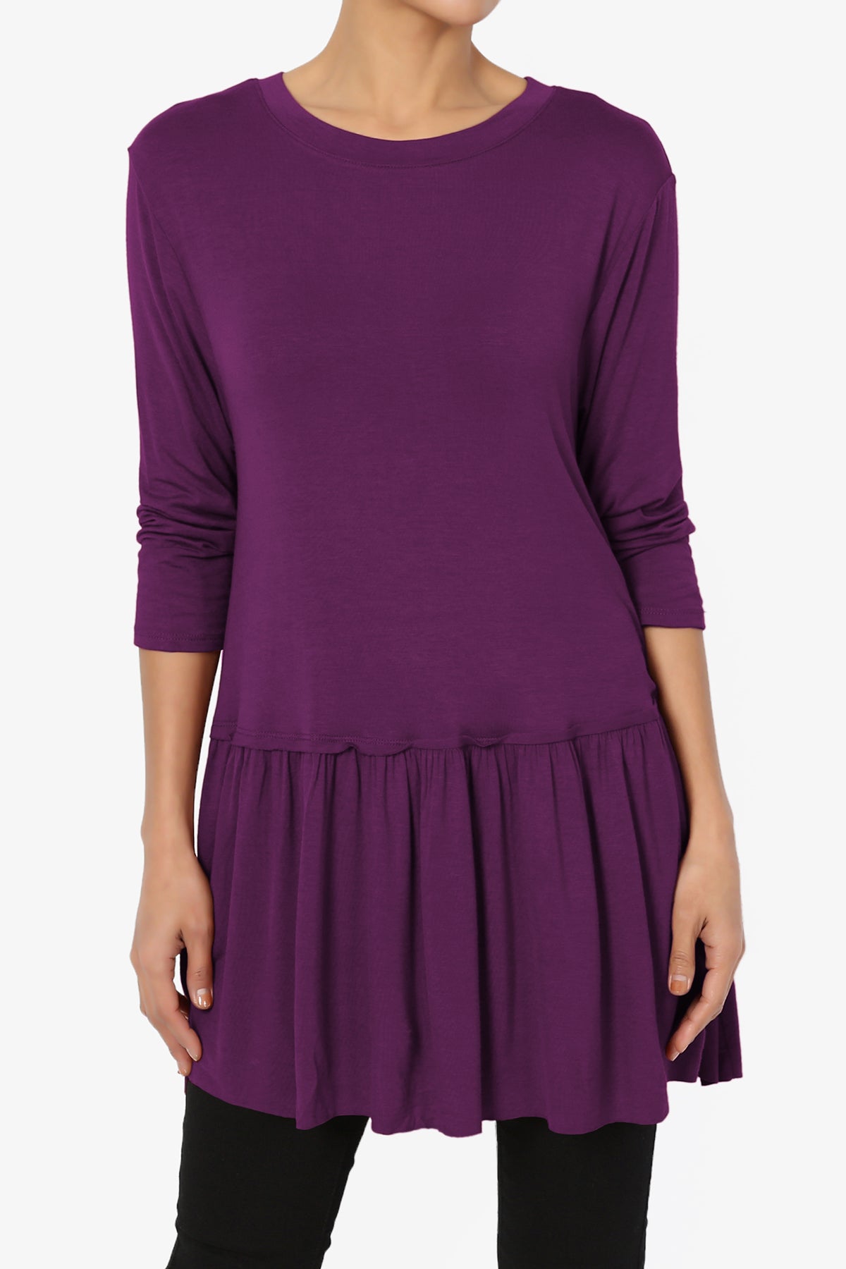 Tofino 3/4 Sleeve Pleated Peplum Top