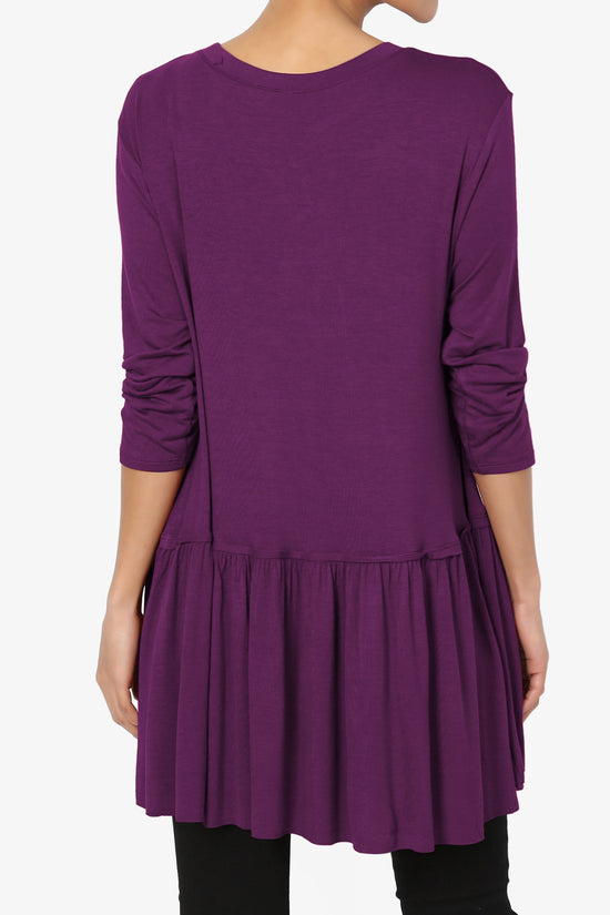 Tofino 3/4 Sleeve Pleated Peplum Top