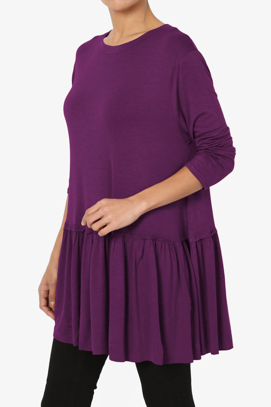 Tofino 3/4 Sleeve Pleated Peplum Top