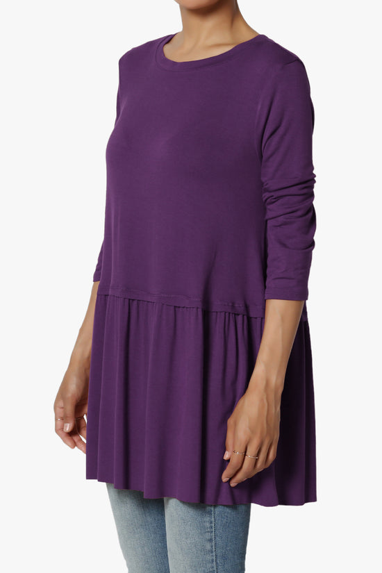 Tofino 3/4 Sleeve Pleated Peplum Top