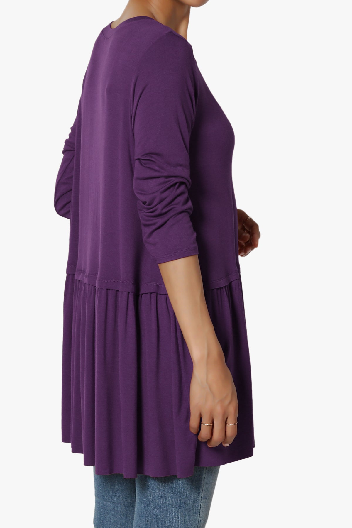 Tofino 3/4 Sleeve Pleated Peplum Top