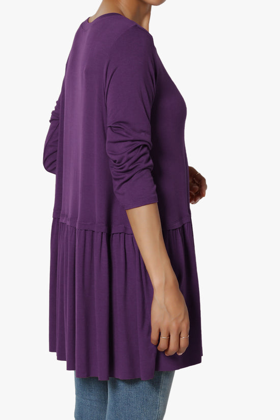 Tofino 3/4 Sleeve Pleated Peplum Top