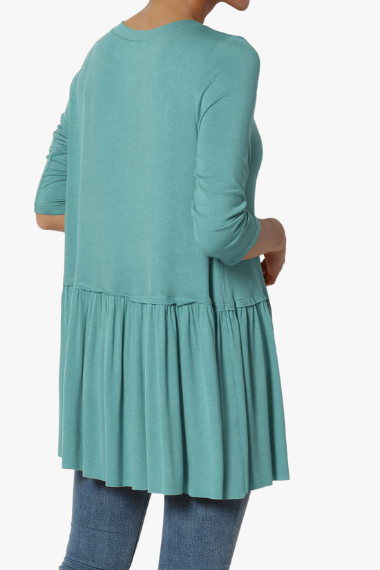 Tofino 3/4 Sleeve Pleated Peplum Top