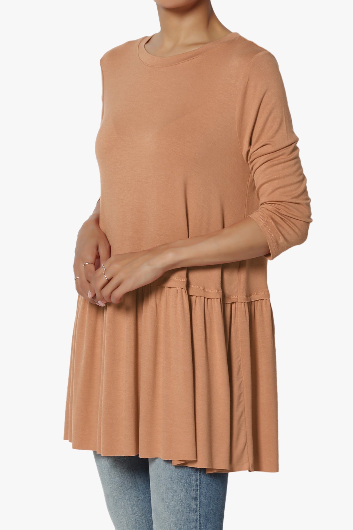 Tofino 3/4 Sleeve Pleated Peplum Top