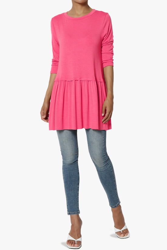 Tofino 3/4 Sleeve Pleated Peplum Top