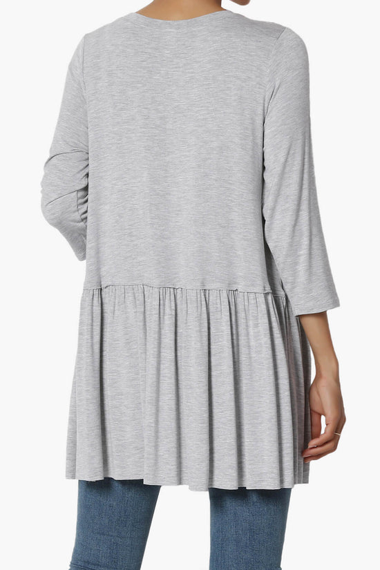 Tofino 3/4 Sleeve Pleated Peplum Top