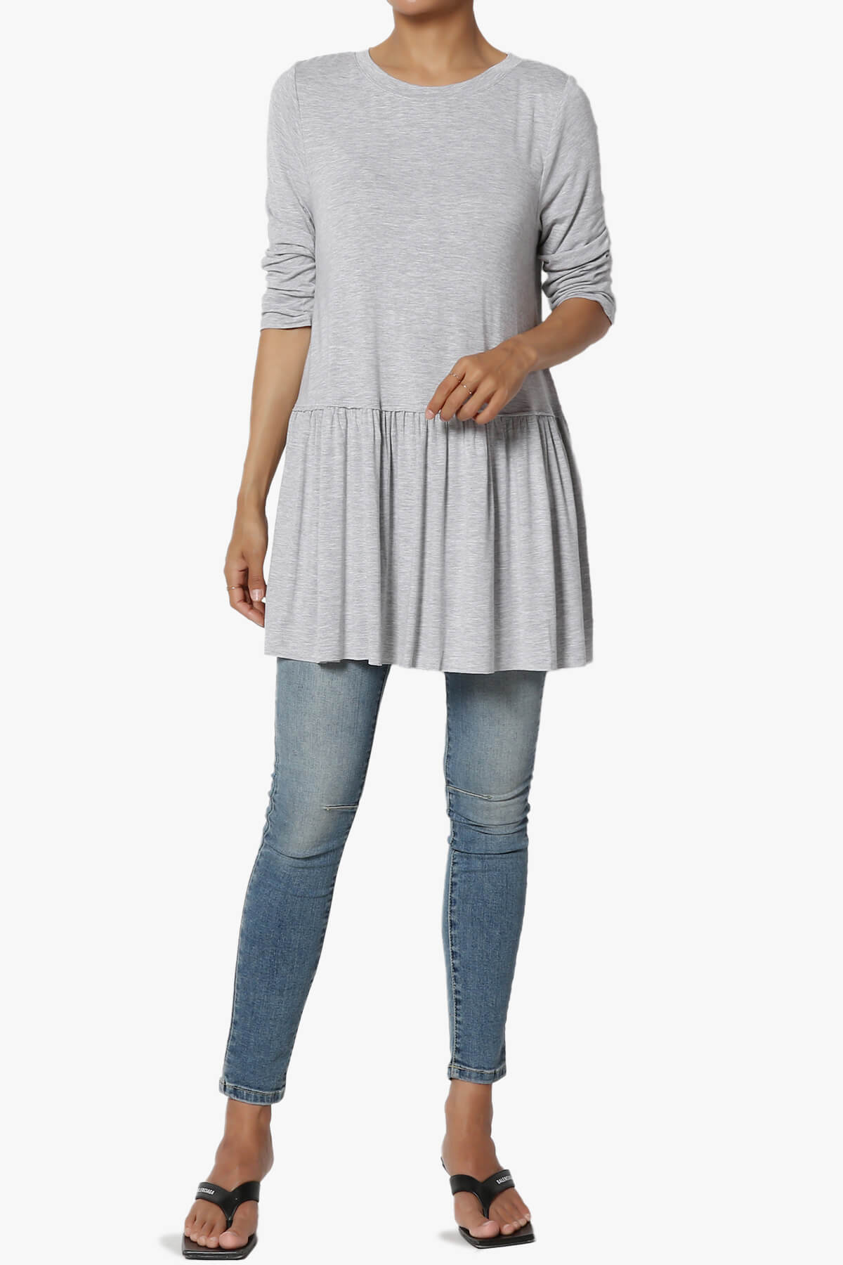 Tofino 3/4 Sleeve Pleated Peplum Top