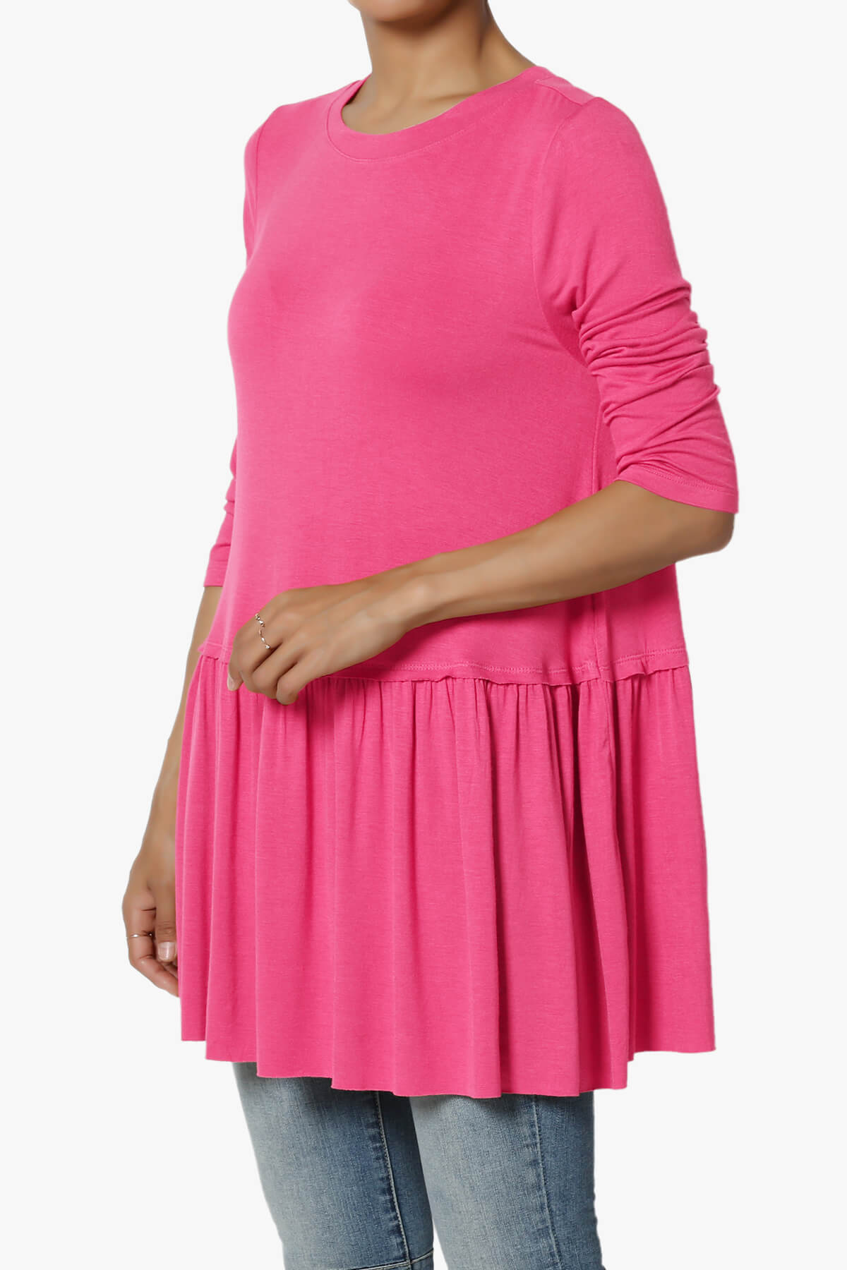 Tofino 3/4 Sleeve Pleated Peplum Top