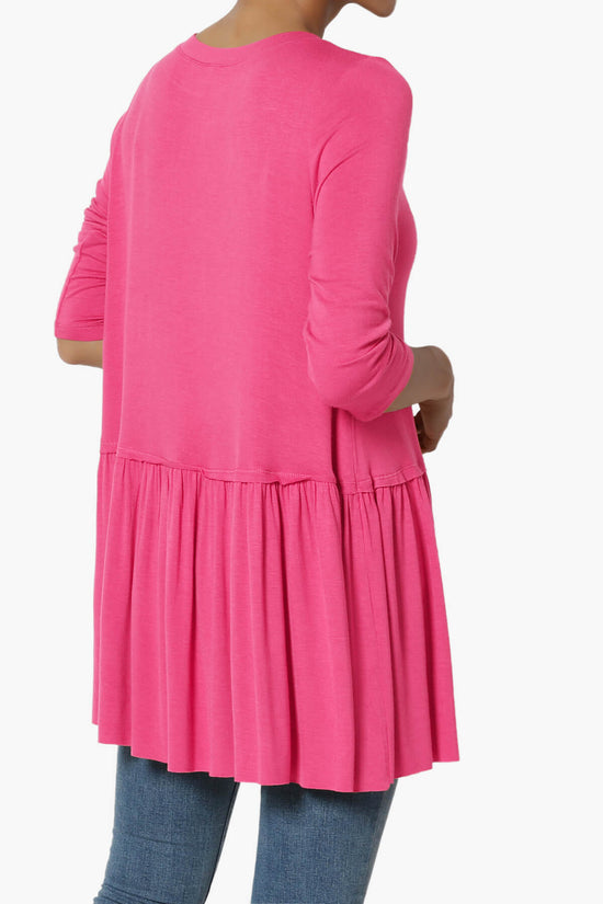 Tofino 3/4 Sleeve Pleated Peplum Top