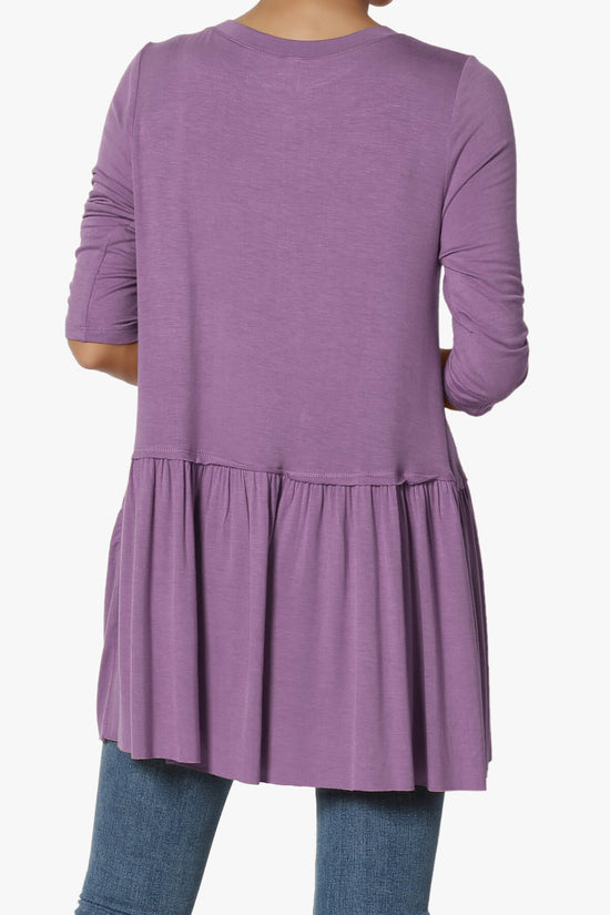 Tofino 3/4 Sleeve Pleated Peplum Top
