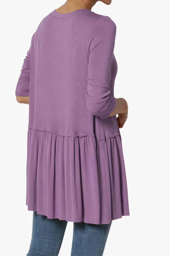 Tofino 3/4 Sleeve Pleated Peplum Top