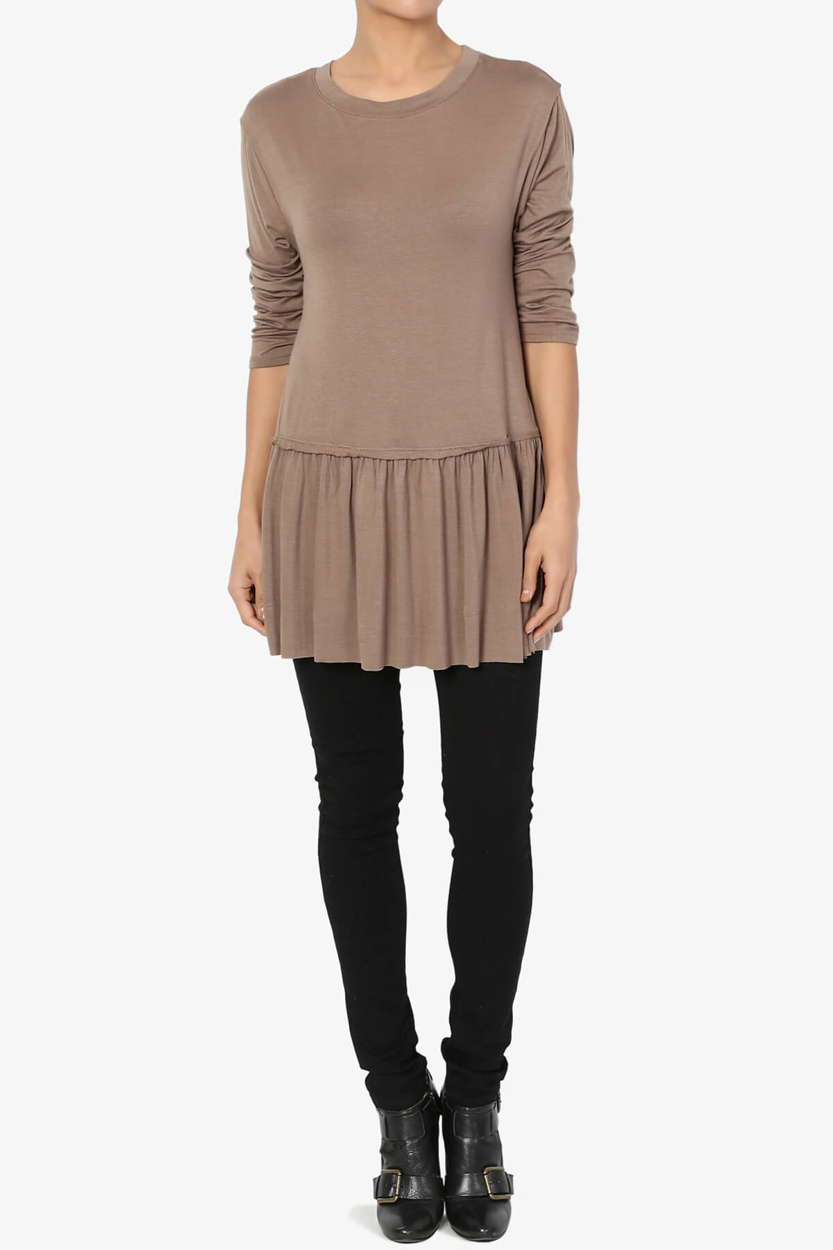 Tofino 3/4 Sleeve Pleated Peplum Top