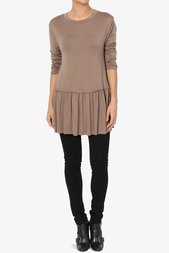 Tofino 3/4 Sleeve Pleated Peplum Top