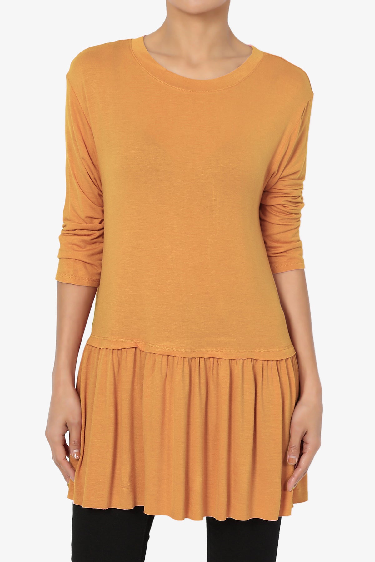 Tofino 3/4 Sleeve Pleated Peplum Top PLUS