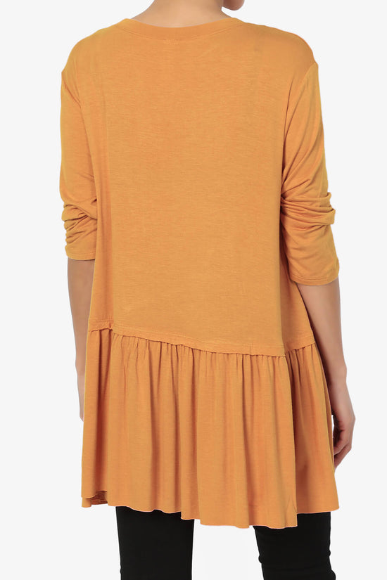 Tofino 3/4 Sleeve Pleated Peplum Top