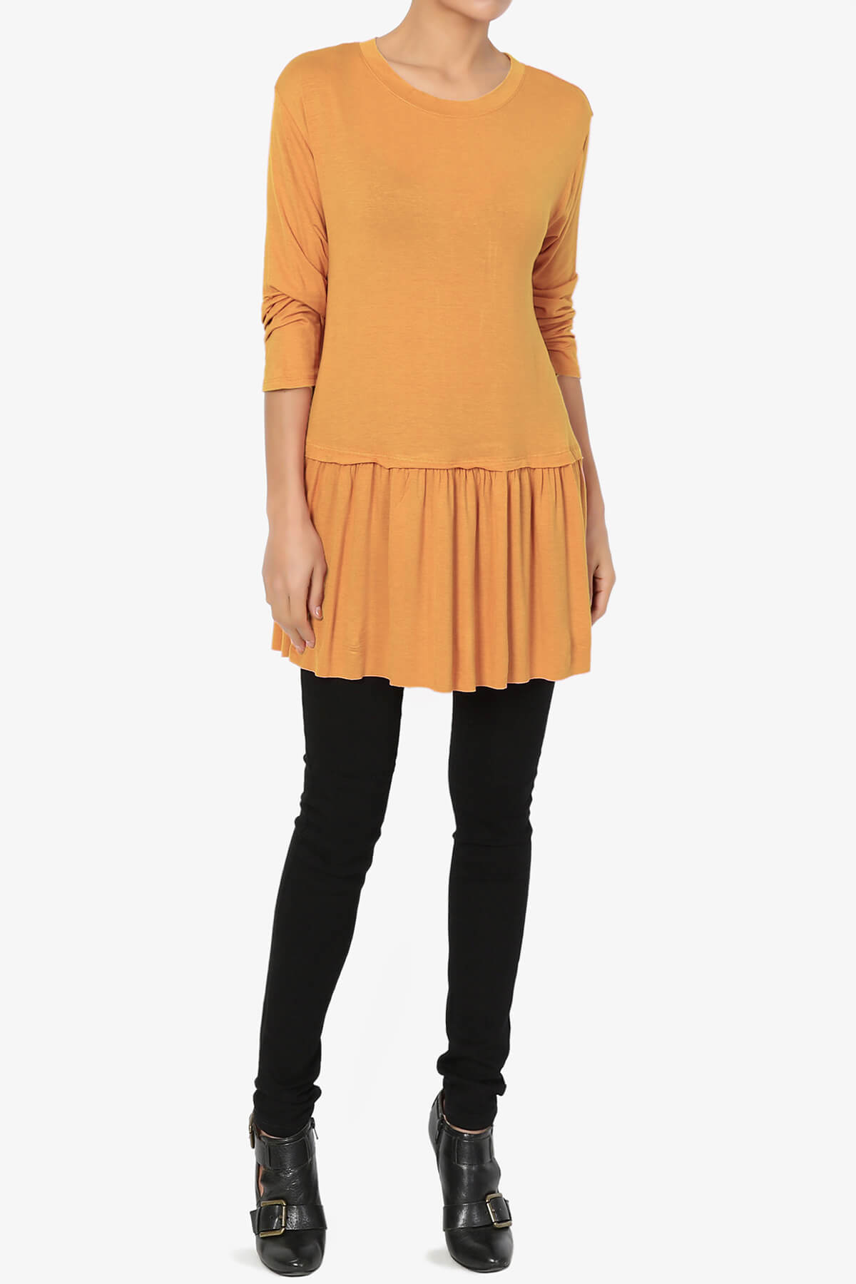 Tofino 3/4 Sleeve Pleated Peplum Top