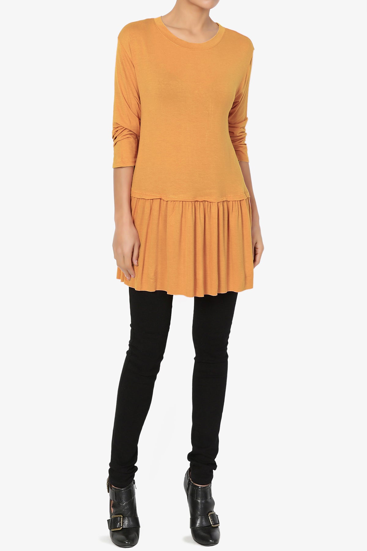 Tofino 3/4 Sleeve Pleated Peplum Top PLUS