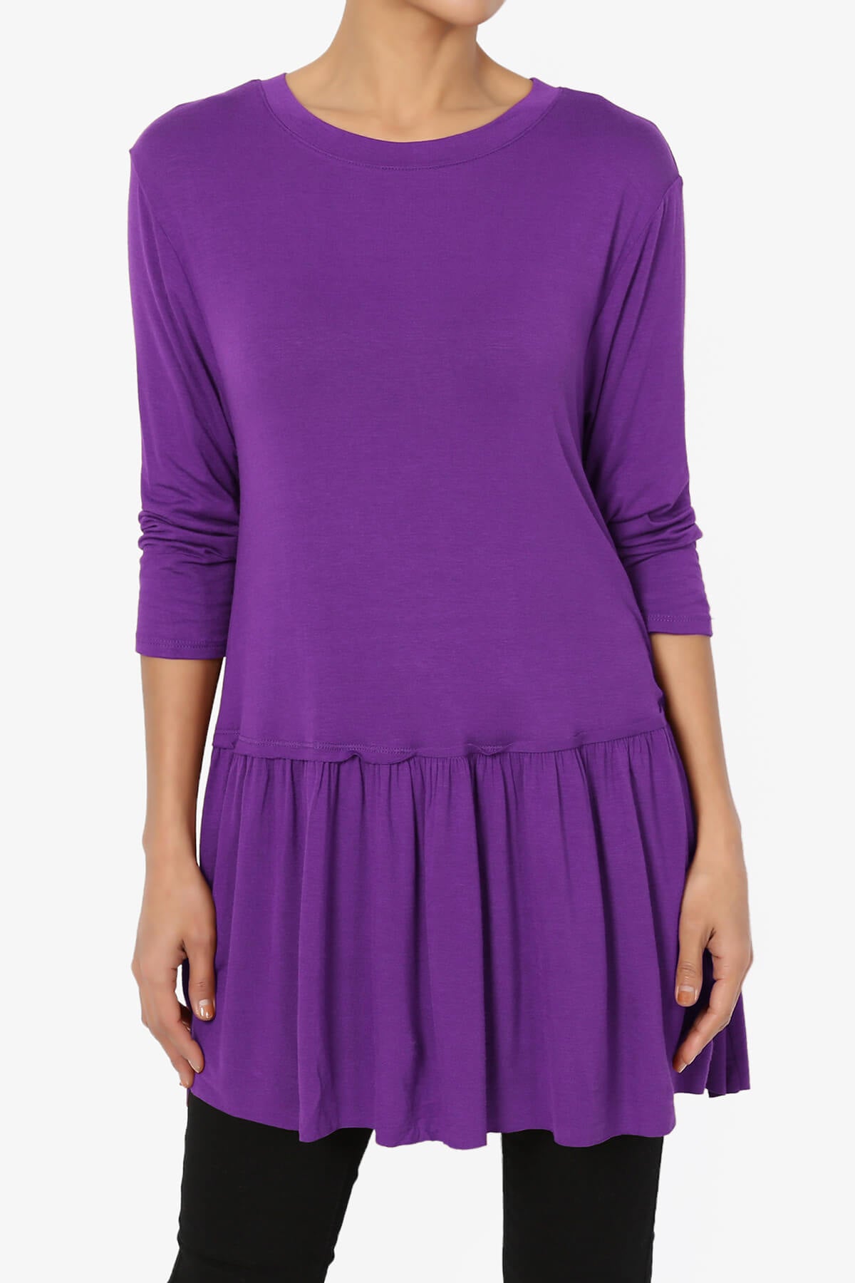 Tofino 3/4 Sleeve Pleated Peplum Top