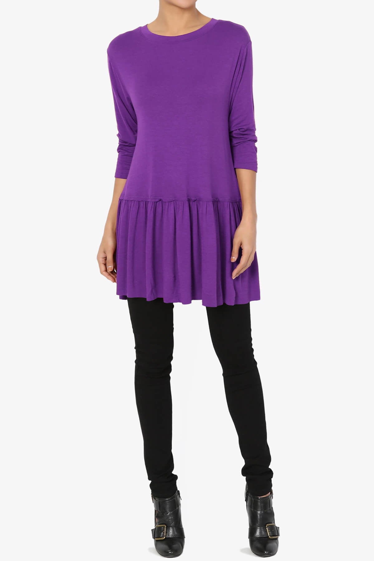 Tofino 3/4 Sleeve Pleated Peplum Top