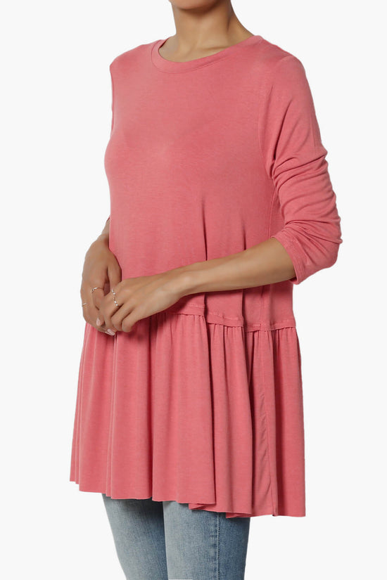 Tofino 3/4 Sleeve Pleated Peplum Top