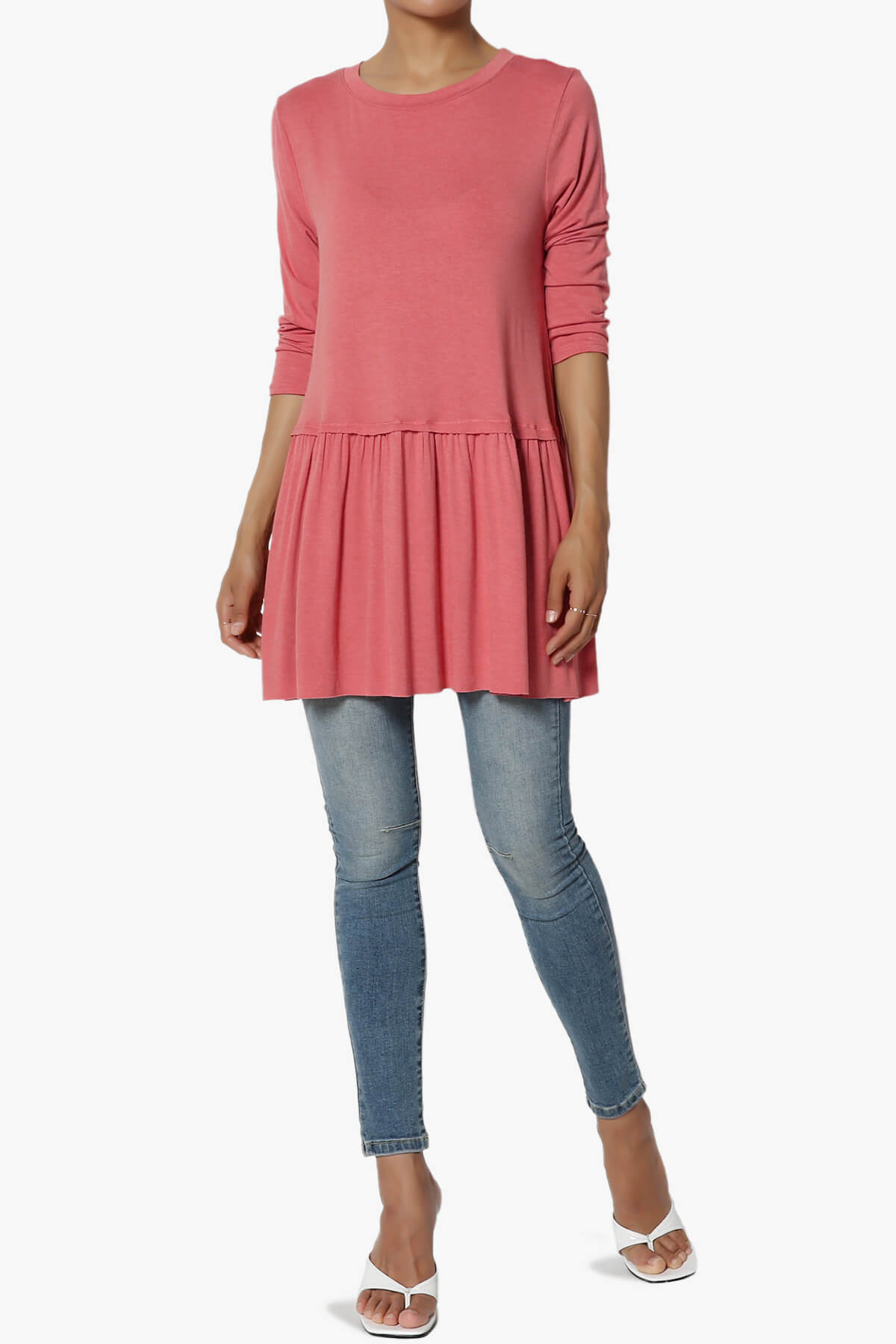 Tofino 3/4 Sleeve Pleated Peplum Top