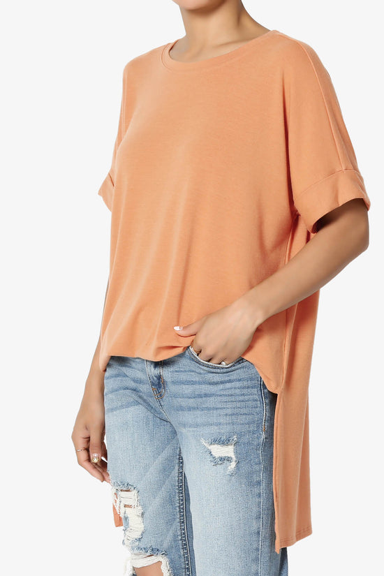 Onella Round Neck Rolled Short Sleeve Top BUTTER ORANGE_3
