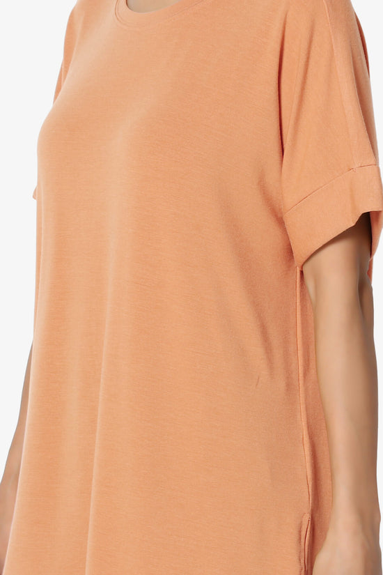 Onella Round Neck Rolled Short Sleeve Top BUTTER ORANGE_5