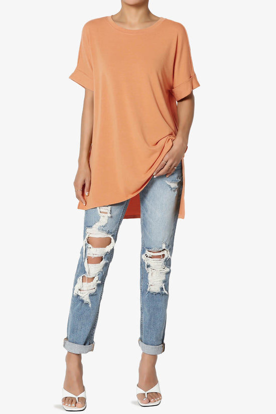 Onella Round Neck Rolled Short Sleeve Top BUTTER ORANGE_6