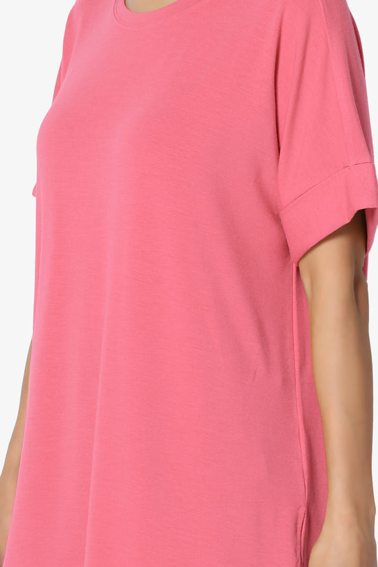 Onella Round Neck Rolled Short Sleeve Top DESERT ROSE_5