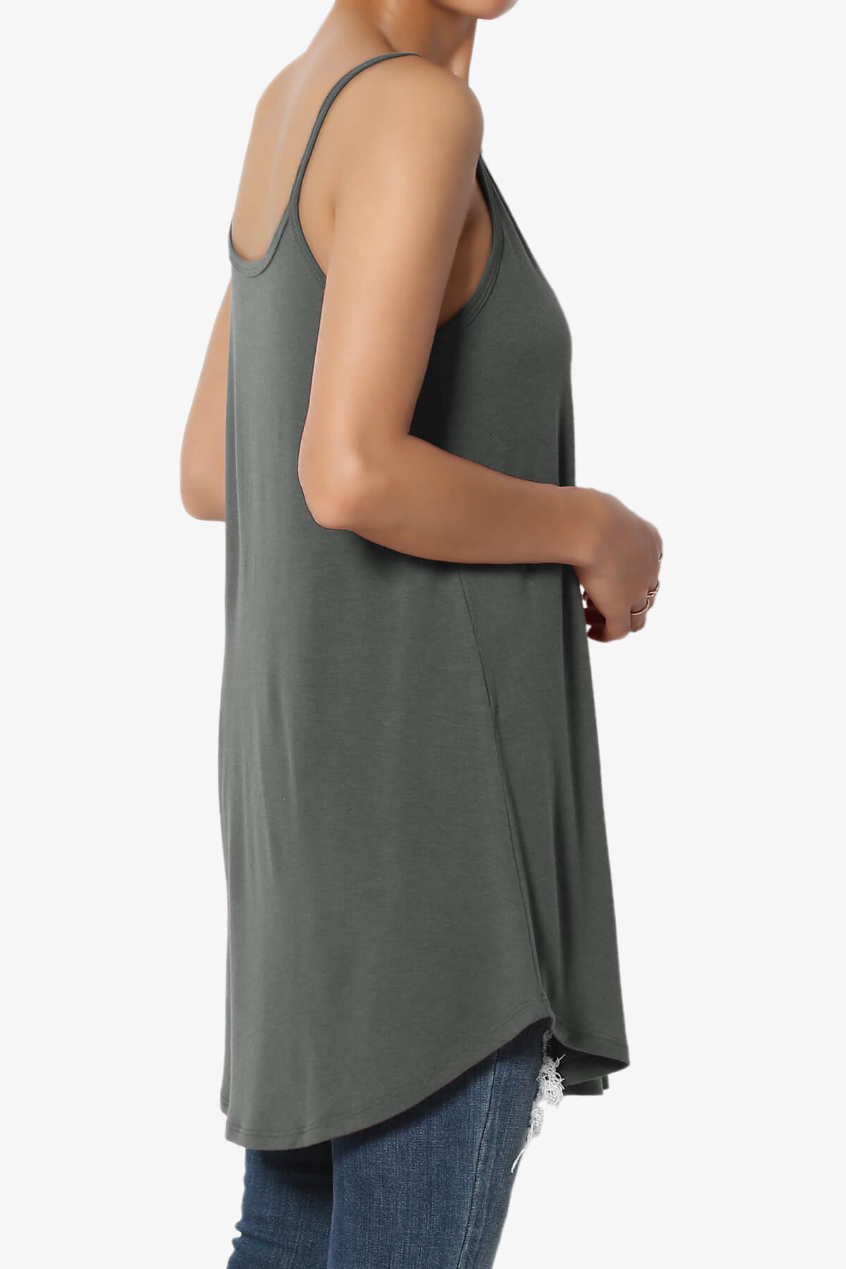 Chelsea Scoop & V Neck Flared Camisole Top ASH GREY_4