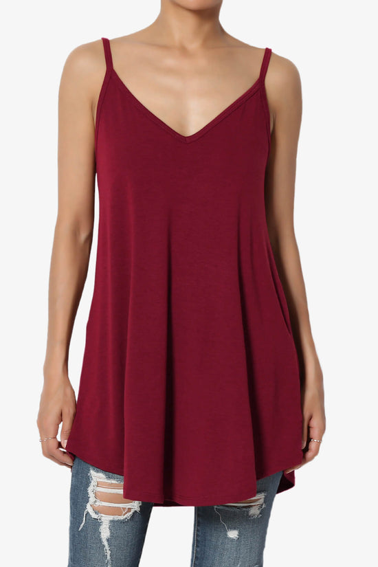 Chelsea Scoop & V Neck Flared Camisole Top BURGUNDY_1
