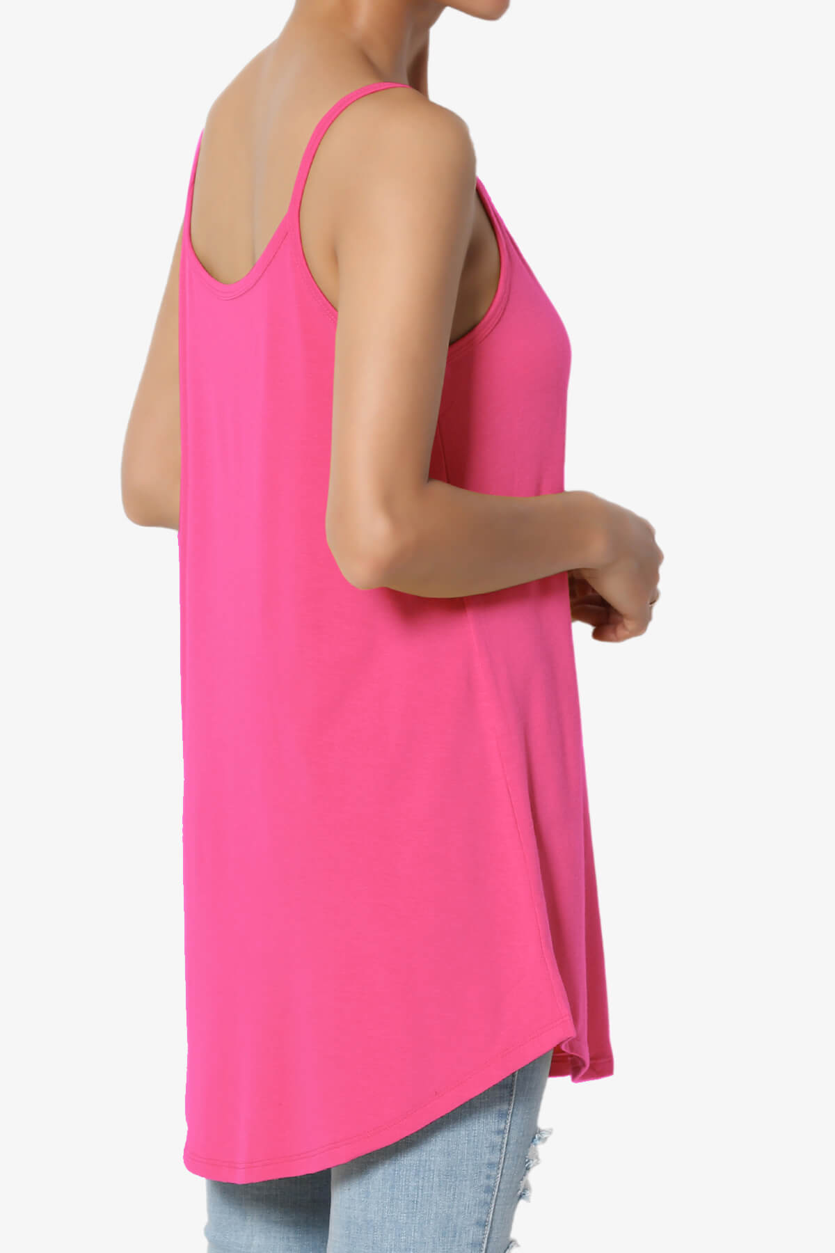 Chelsea Scoop & V Neck Flared Camisole Top FUCHSIA_4