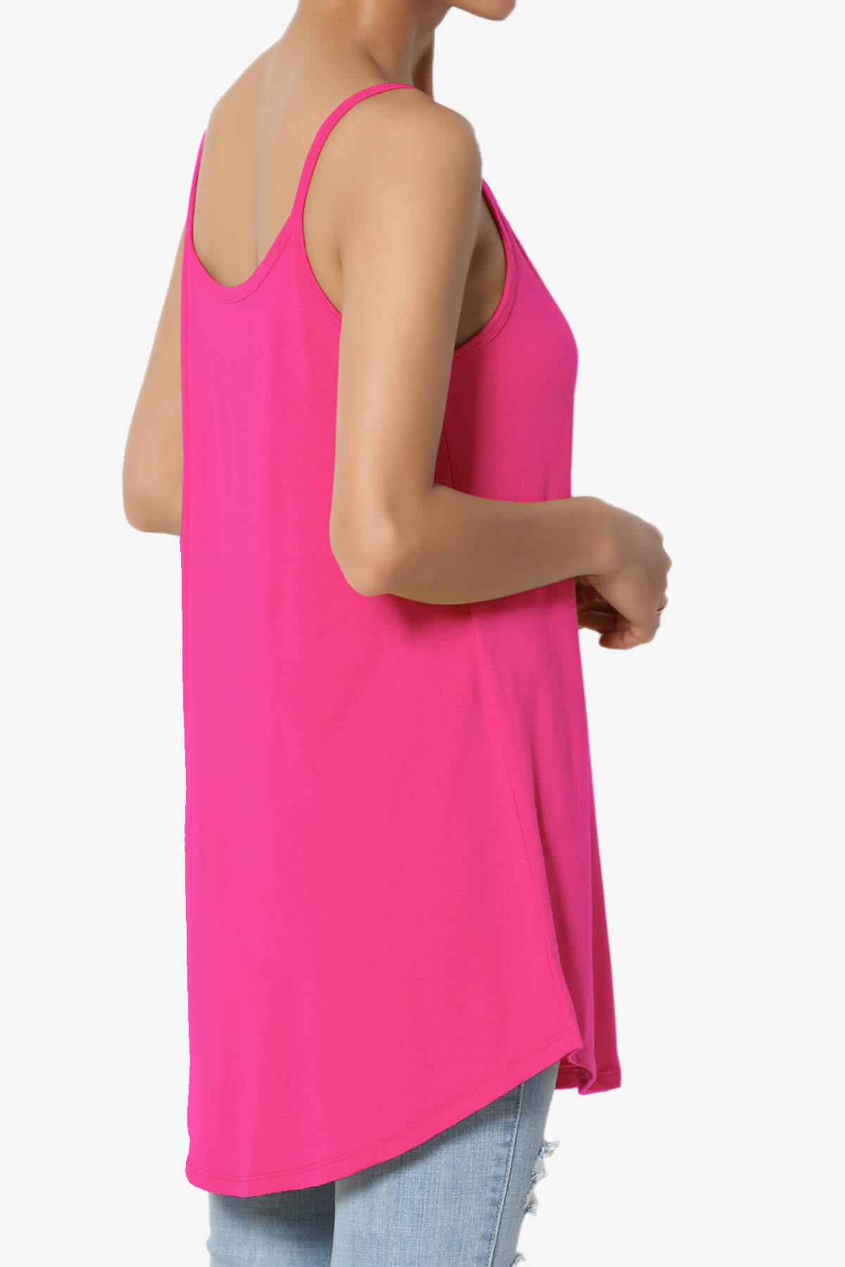Chelsea Scoop & V Neck Flared Camisole Top HOT PINK_4