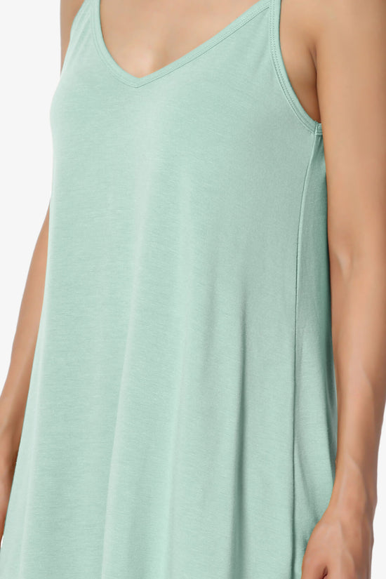 Chelsea Scoop & V Neck Flared Camisole Top LIGHT GREEN_5