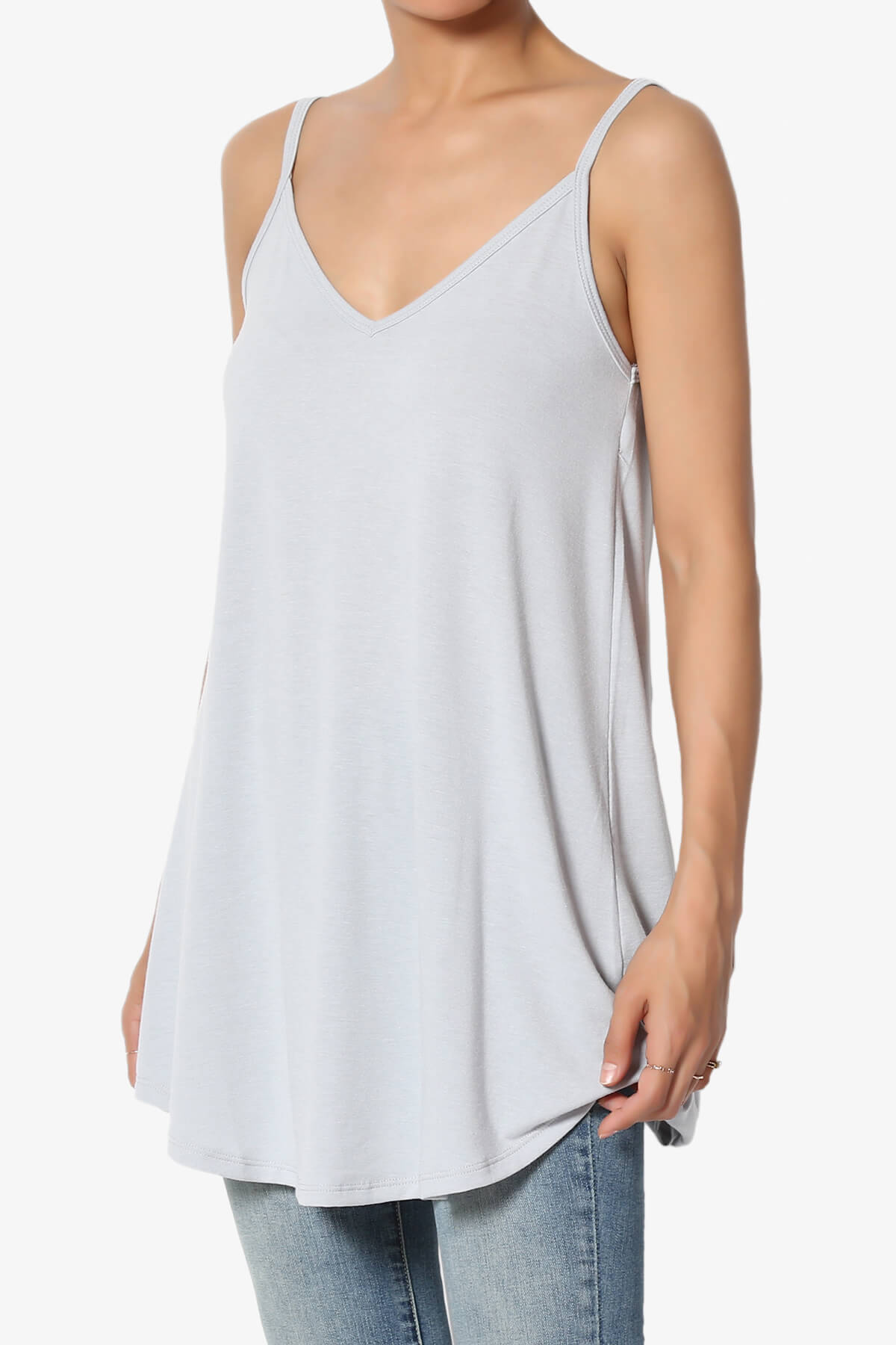 Chelsea Scoop & V Neck Flared Camisole Top LIGHT GREY_3