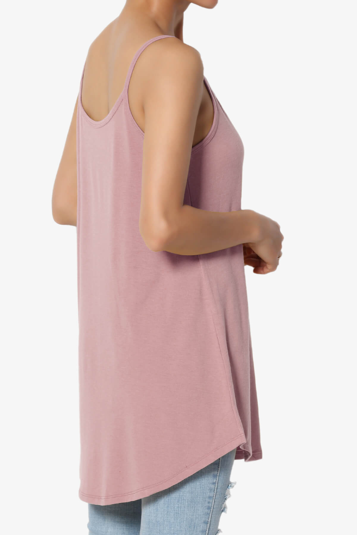 Chelsea Scoop & V Neck Flared Camisole Top LIGHT ROSE_4