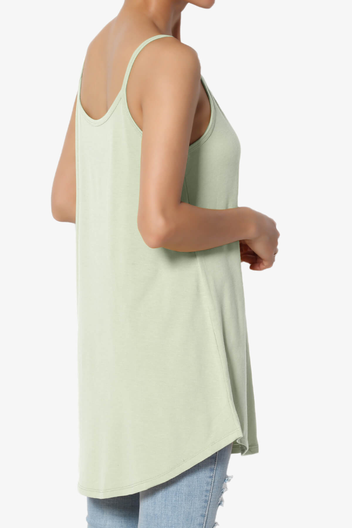 Chelsea Scoop & V Neck Flared Camisole Top LIGHT SAGE_4