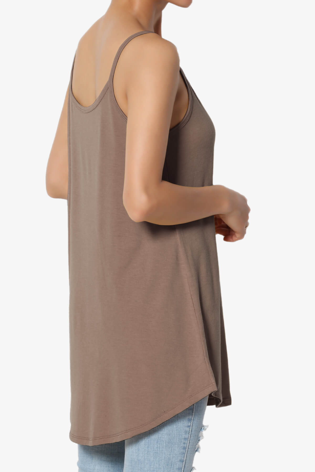 Chelsea Scoop & V Neck Flared Camisole Top MOCHA_4