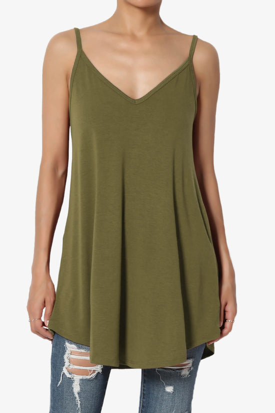 Chelsea Scoop & V Neck Flared Camisole Top OLIVE KHAKI_1