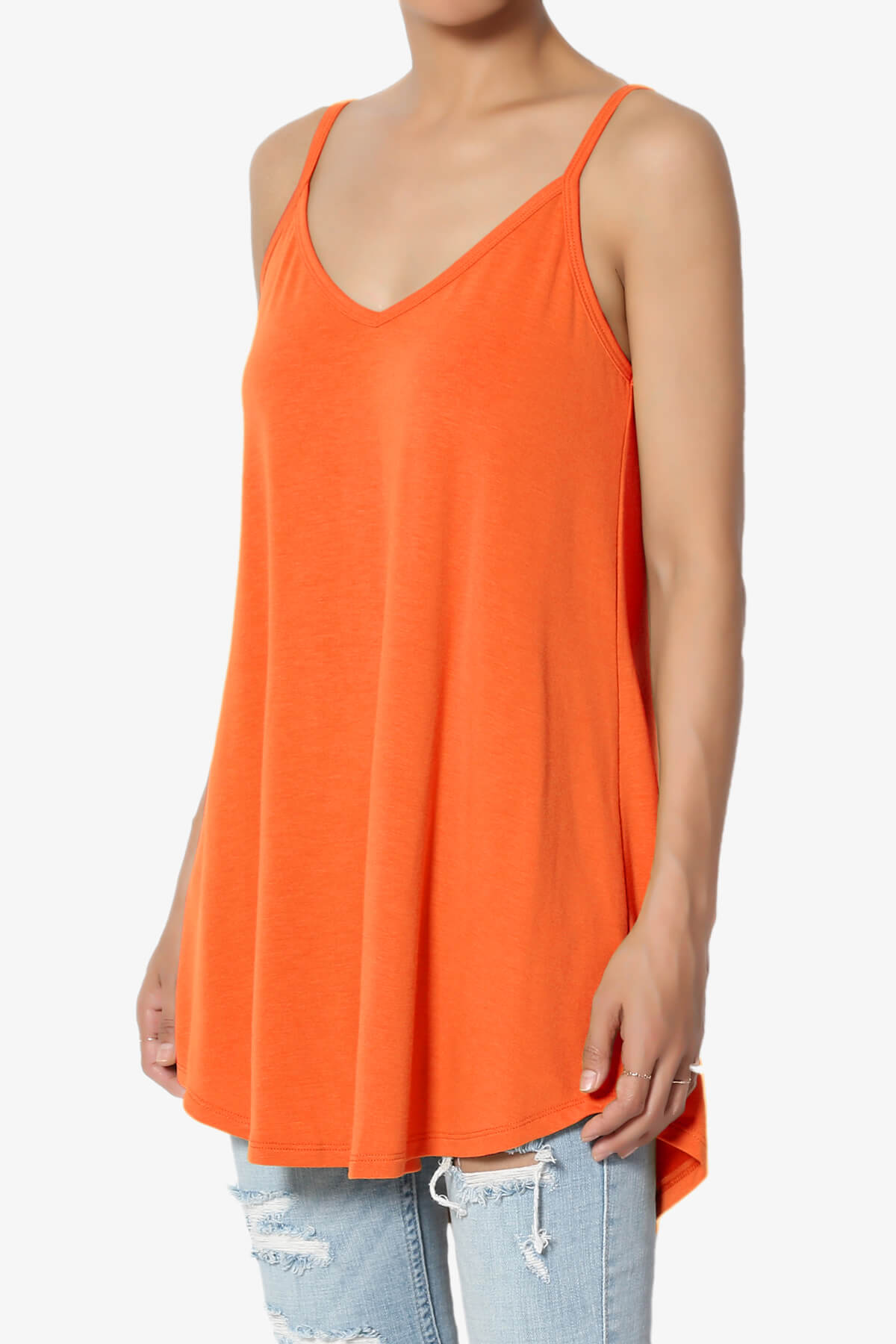 Chelsea Scoop & V Neck Flared Camisole Top ORANGE_3