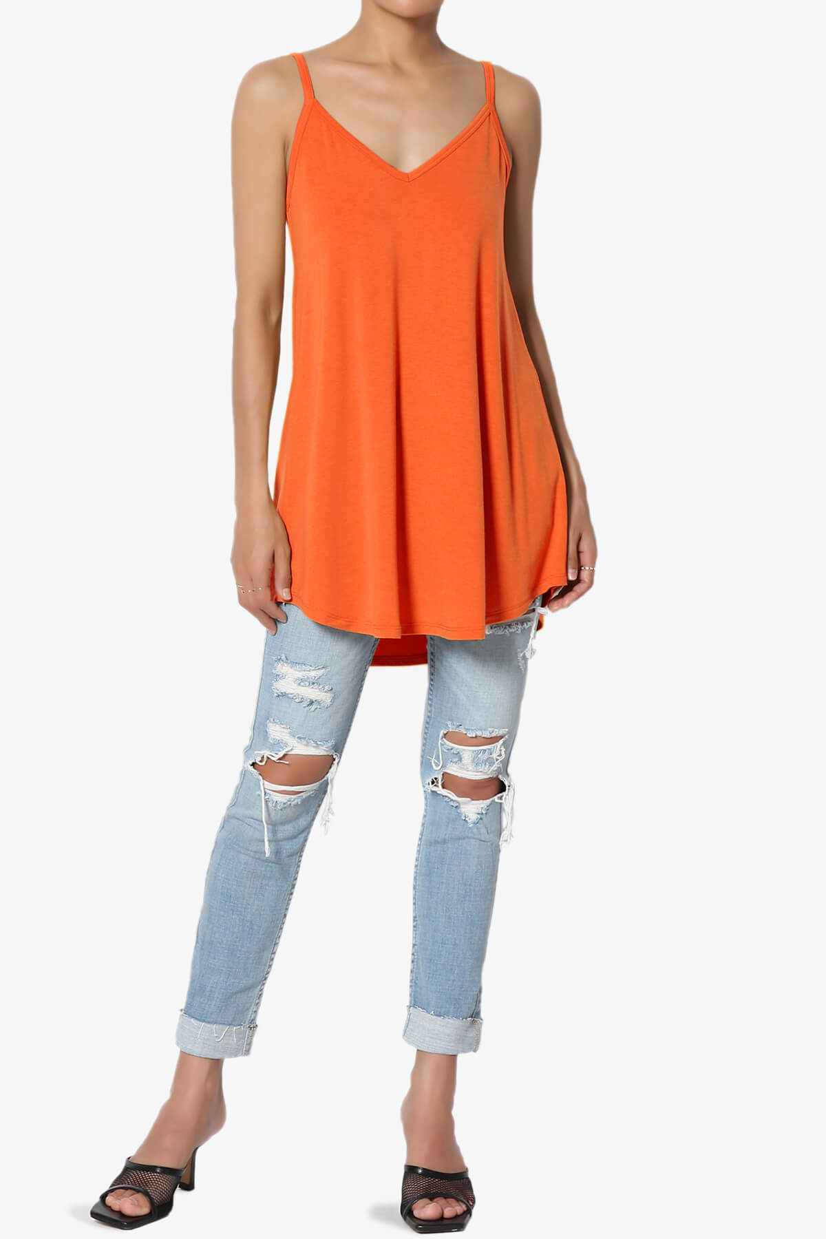 Chelsea Scoop & V Neck Flared Camisole Top ORANGE_6
