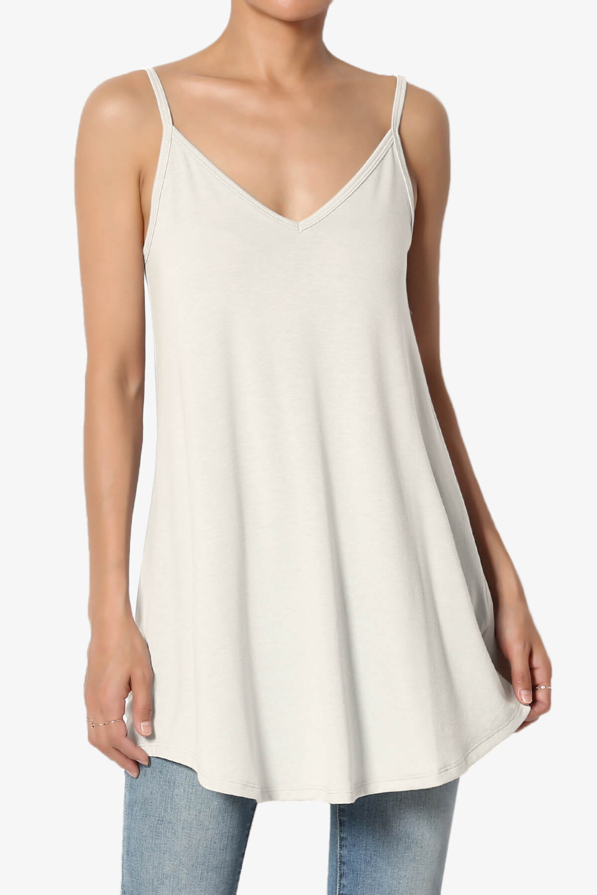 Chelsea Scoop & V Neck Flared Camisole Top SAND BEIGE_1