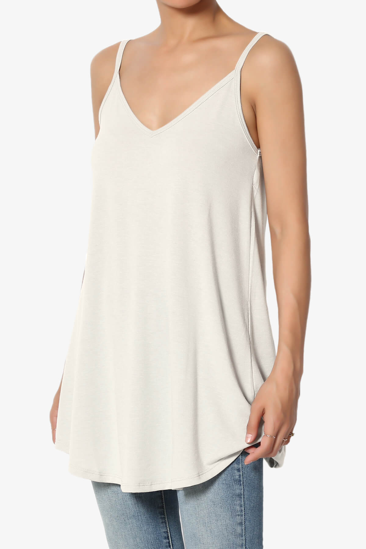Chelsea Scoop & V Neck Flared Camisole Top SAND BEIGE_3