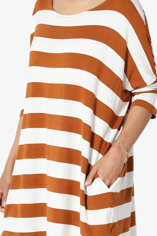 Timp Stripe Drop Shoulder Tunic Top ALMOND_5
