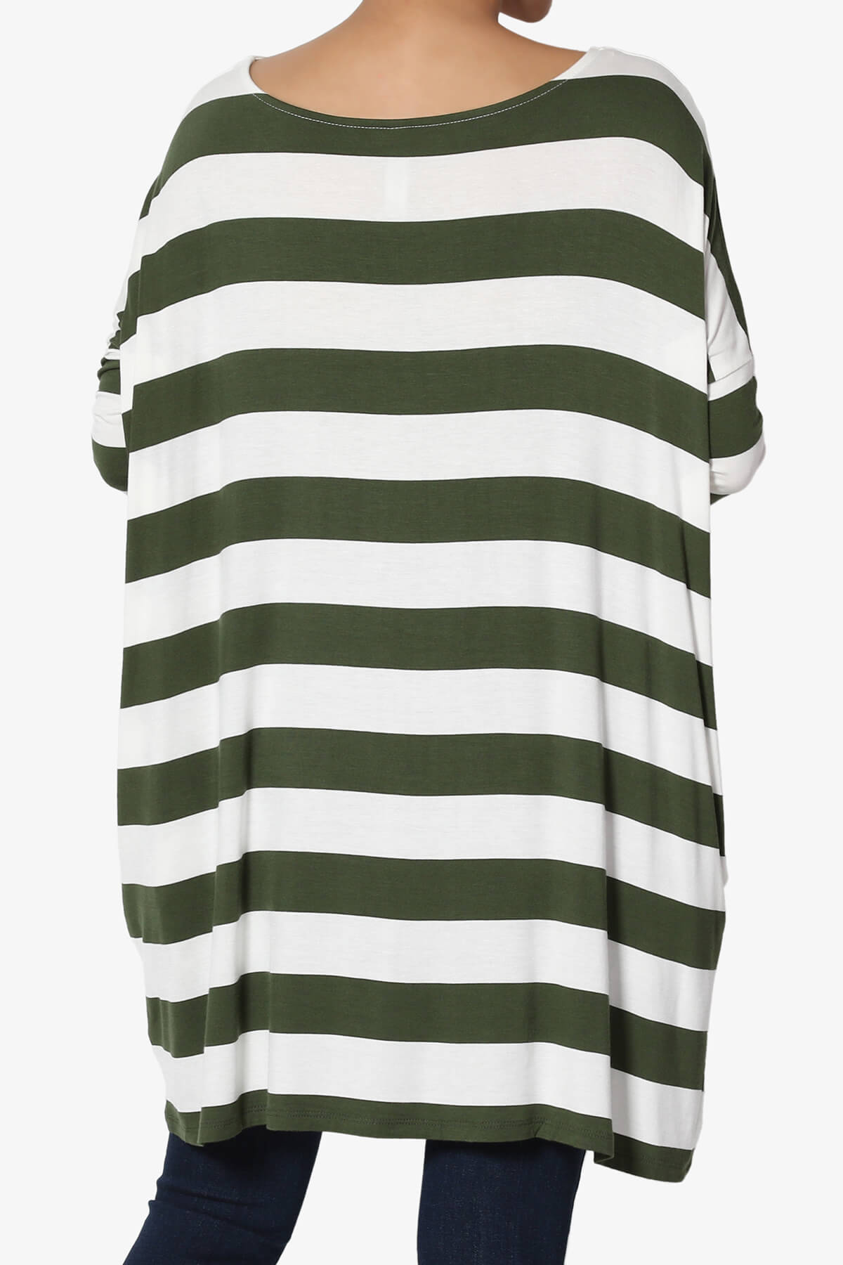 Timp Stripe Drop Shoulder Tunic Top ARMY GREEN_2