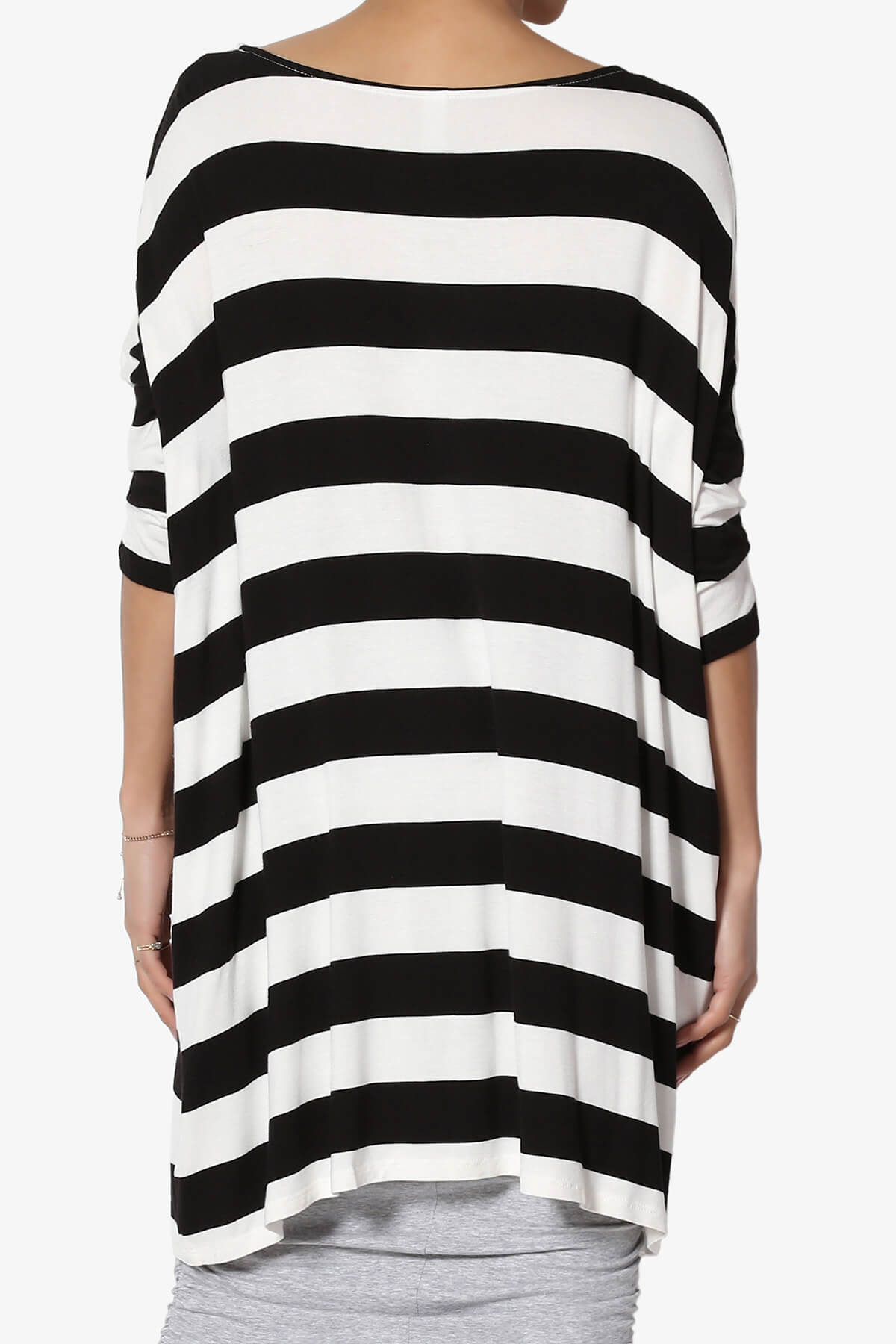 Timp Stripe Drop Shoulder Tunic Top BLACK AND WHITE_2