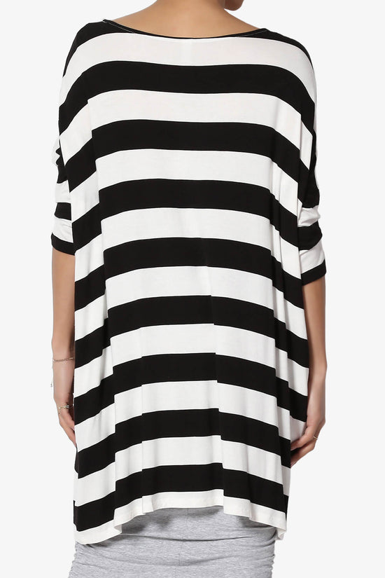 Timp Stripe Drop Shoulder Tunic Top BLACK AND WHITE_2