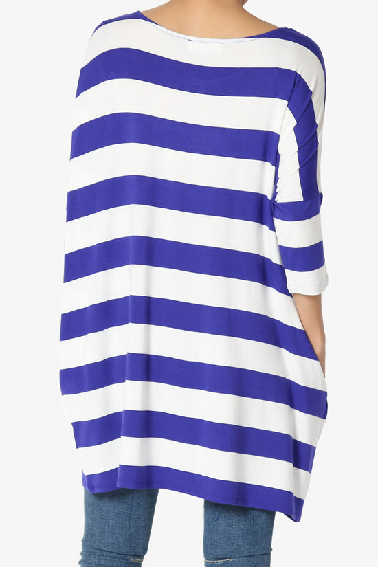 Timp Stripe Drop Shoulder Tunic Top BRIGHT BLUE_2
